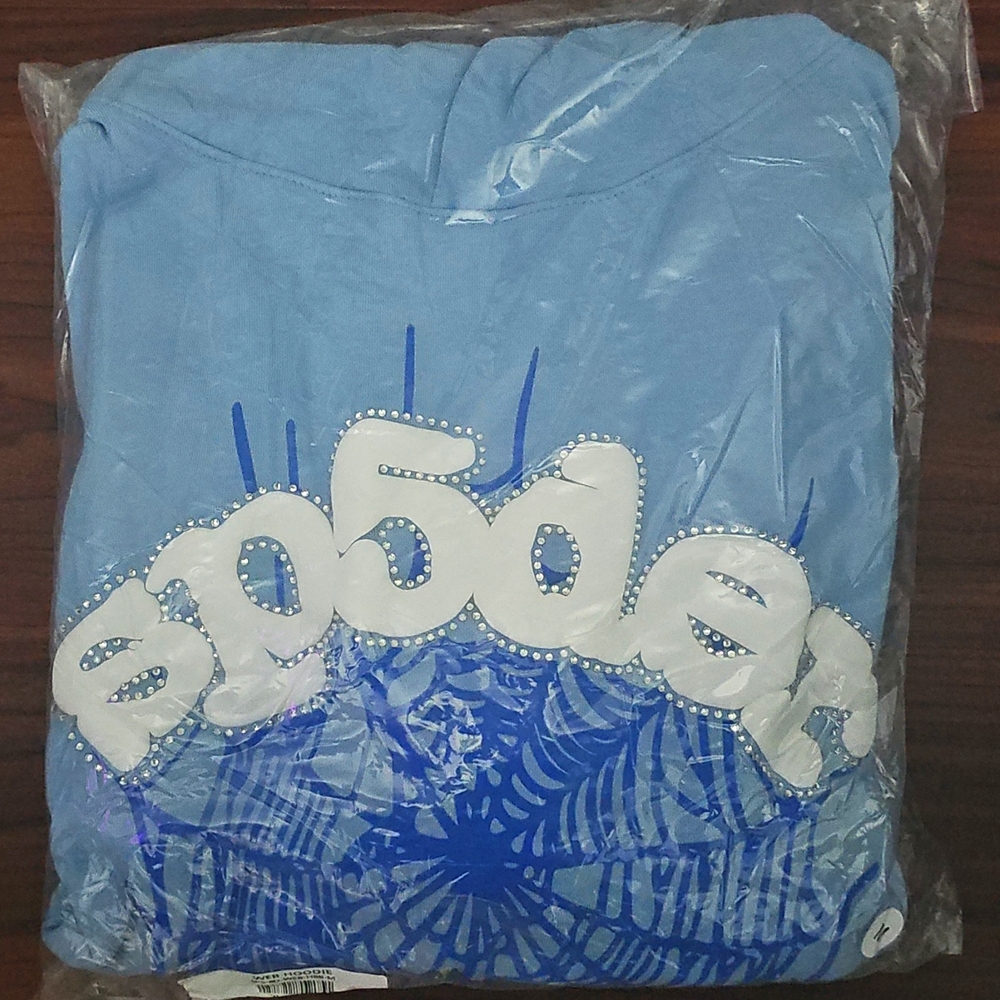 sky blue sp5der hoodie